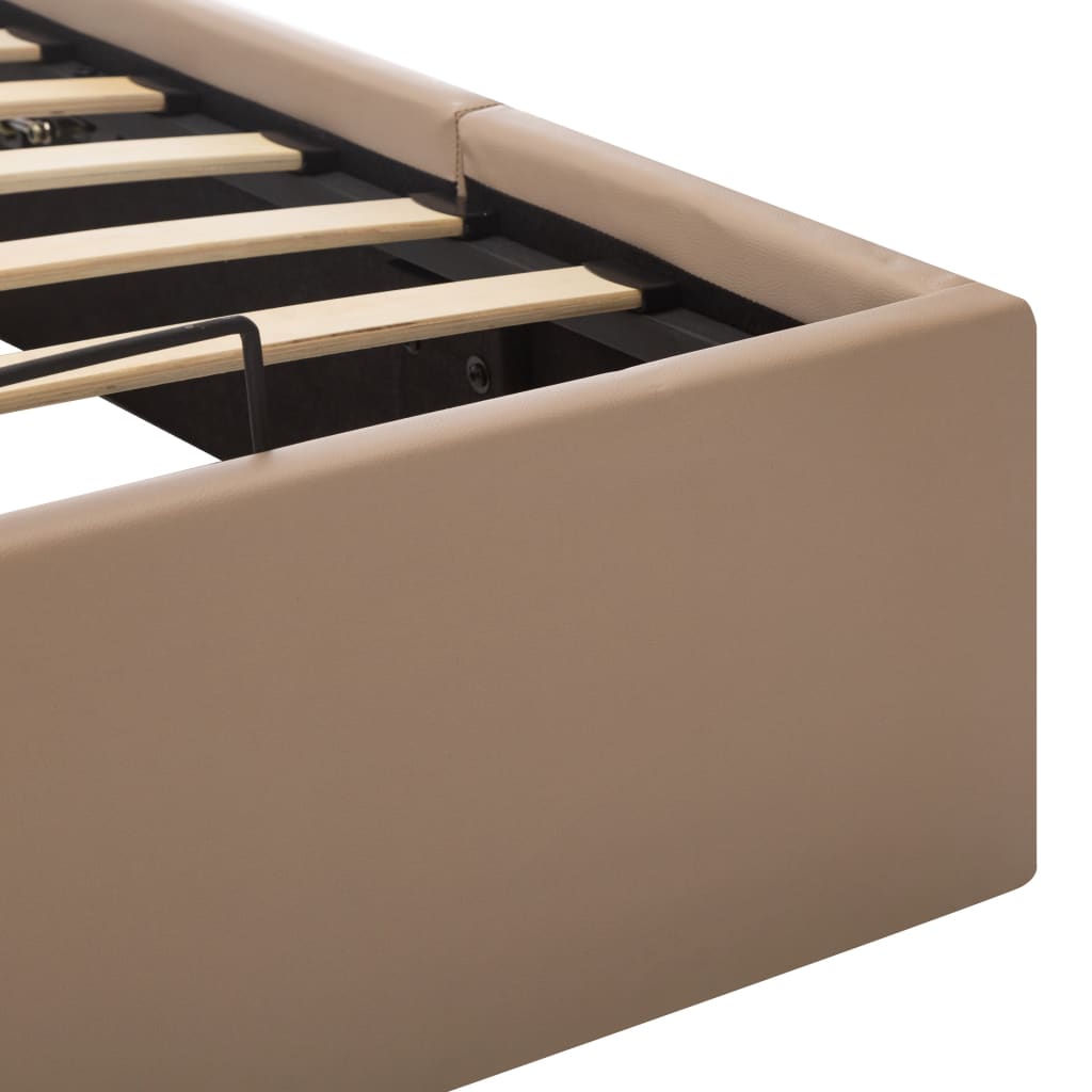 Cama hidráulica c/ arrumação 90x200cm couro artif. cappuccino
