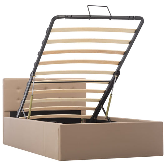 Cama hidráulica c/ arrumação 100x200cm couro artif. cappuccino