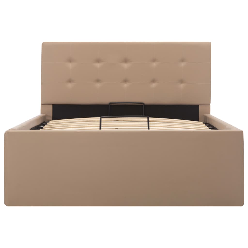 Cama hidráulica c/ arrumação 100x200cm couro artif. cappuccino
