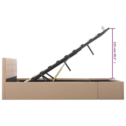 Cama hidráulica c/ arrumação 160x200cm couro artif. cappuccino