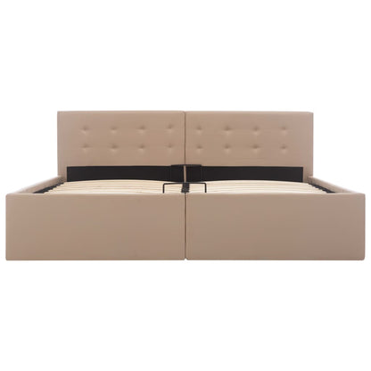 Cama hidráulica c/ arrumação 160x200cm couro artif. cappuccino