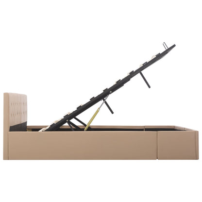 Cama hidráulica c/ arrumação 160x200cm couro artif. cappuccino