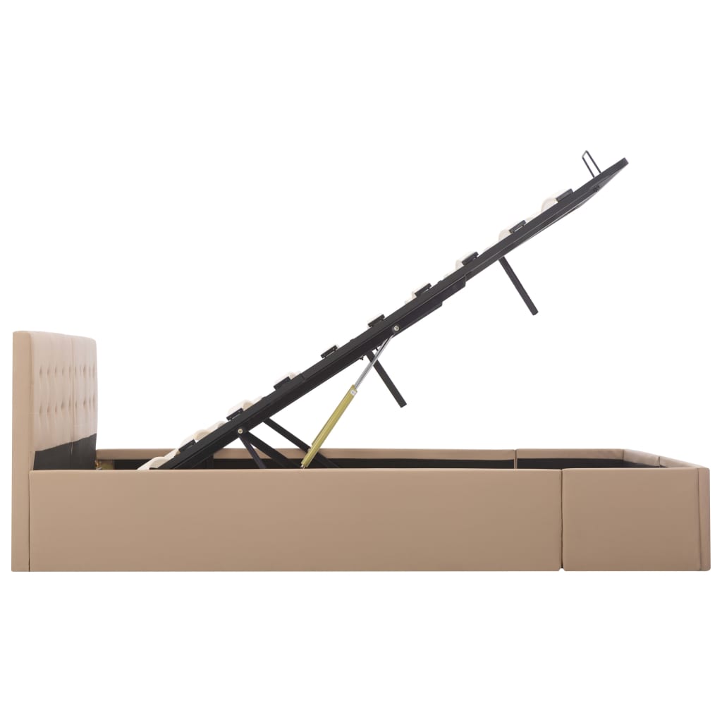 Cama hidráulica c/ arrumação 180x200cm couro artif. cappuccino