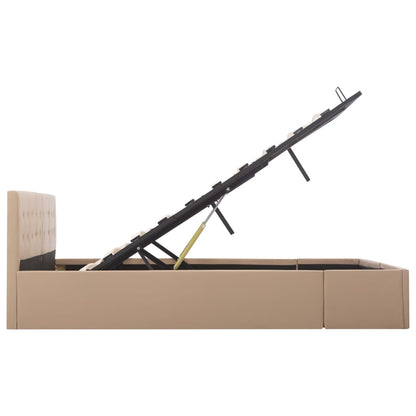 Cama hidráulica c/ arrumação 180x200cm couro artif. cappuccino