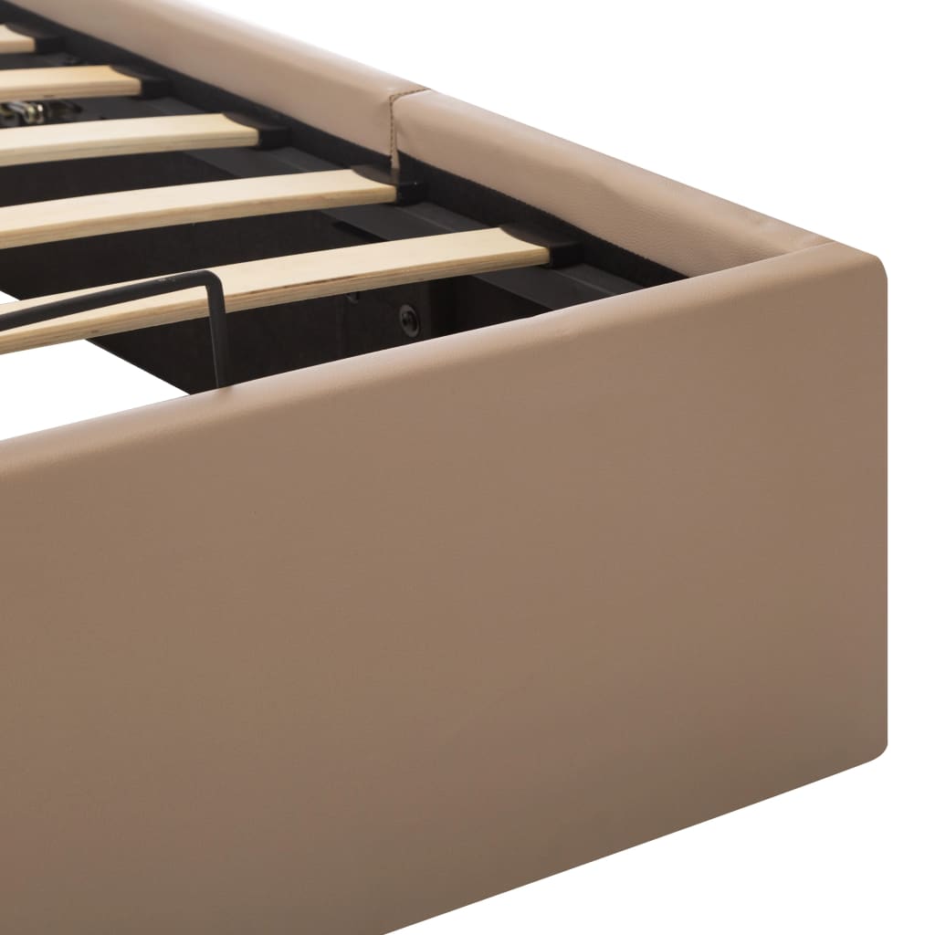Cama hidráulica c/ arrumação 180x200cm couro artif. cappuccino