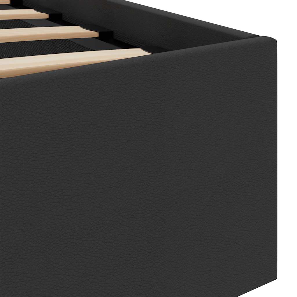 Cama hidráulica c/ arrumação LED 100x200cm couro artifi. preto