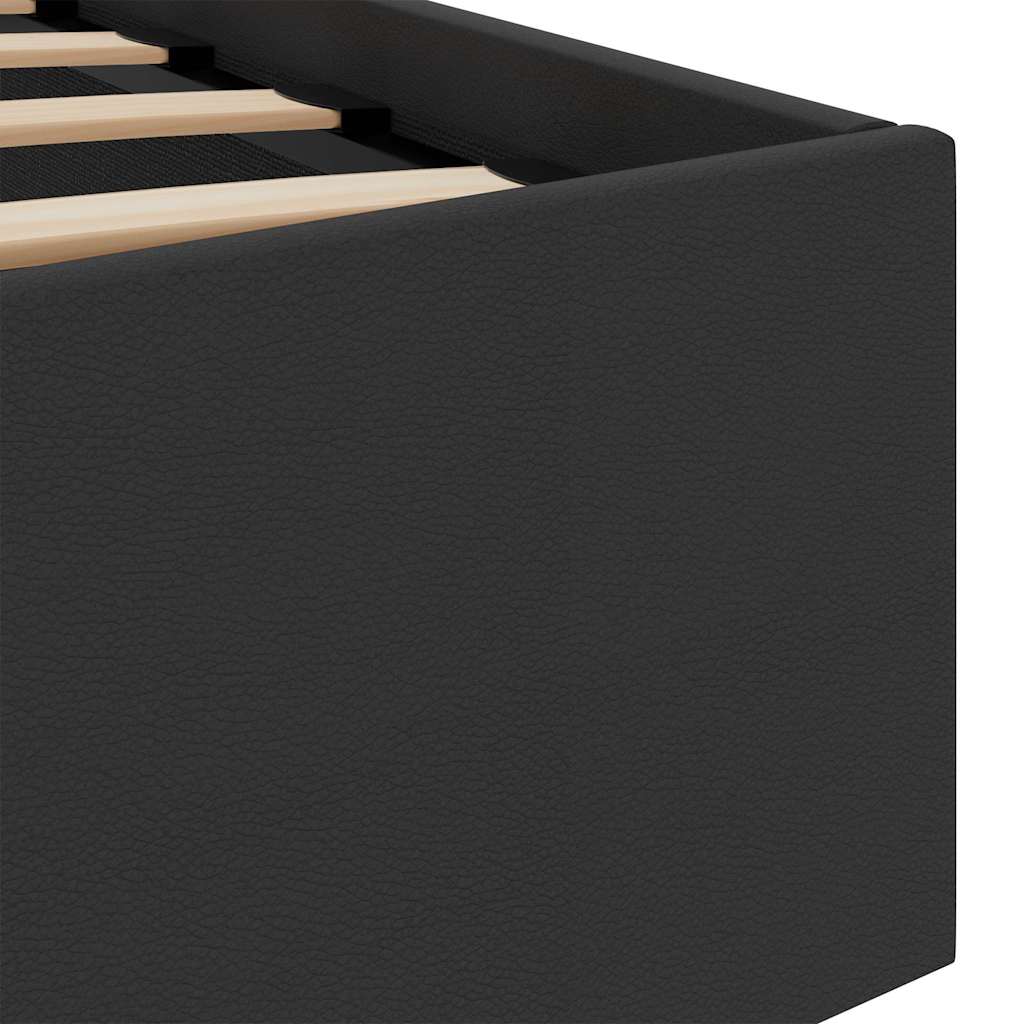 Cama hidráulica LED c/ arrumação 160x200cm couro artifi. preto