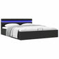 Cama hidráulica LED c/ arrumação 160x200cm couro artifi. preto