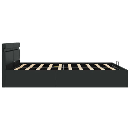 Cama hidráulica LED c/ arrumação 180x200cm couro artifi. preto