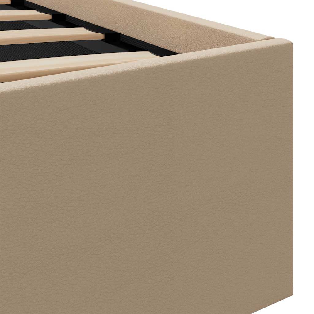 Cama hidrául. arrumação e LED 120x200cm couro artif. cappuccino