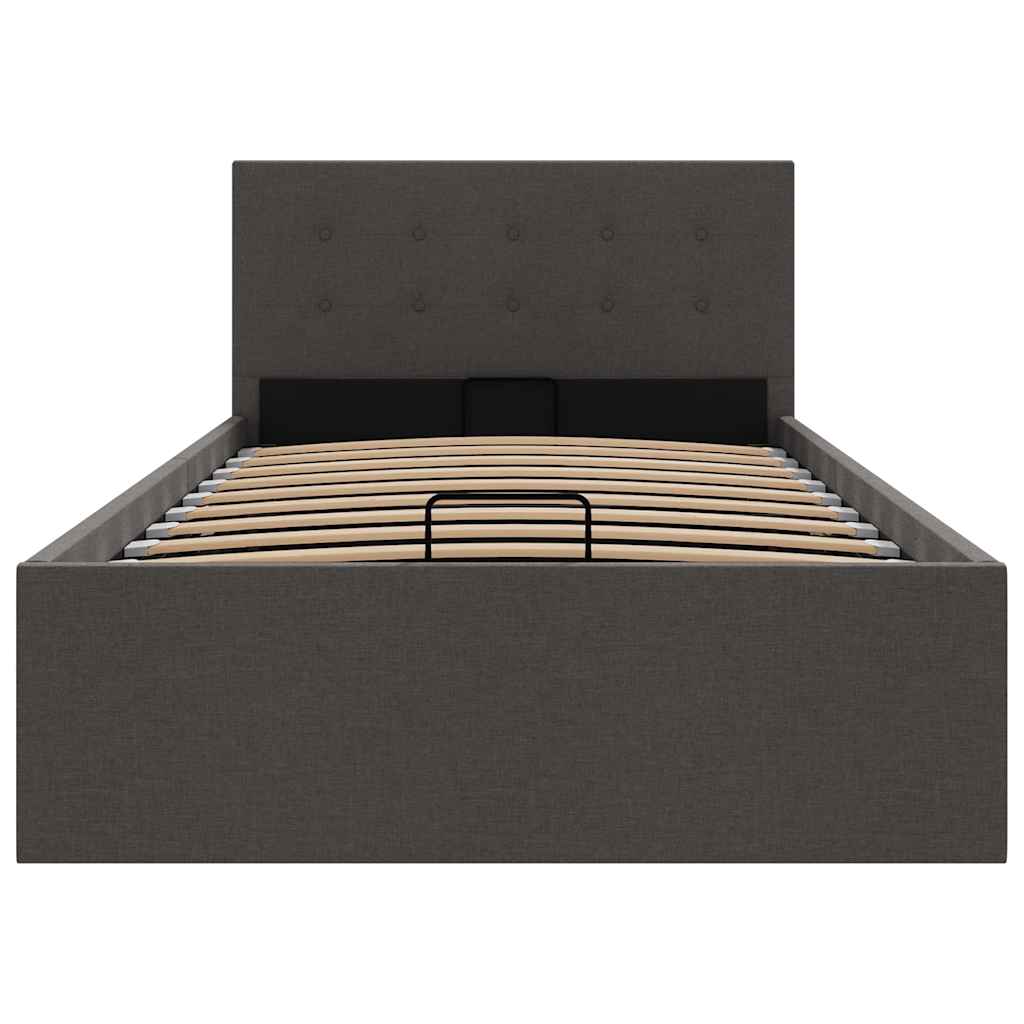 Cama hidráulica arrumação 90x200cm tecido cinza-escuro