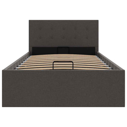 Cama hidráulica arrumação 90x200cm tecido cinza-escuro