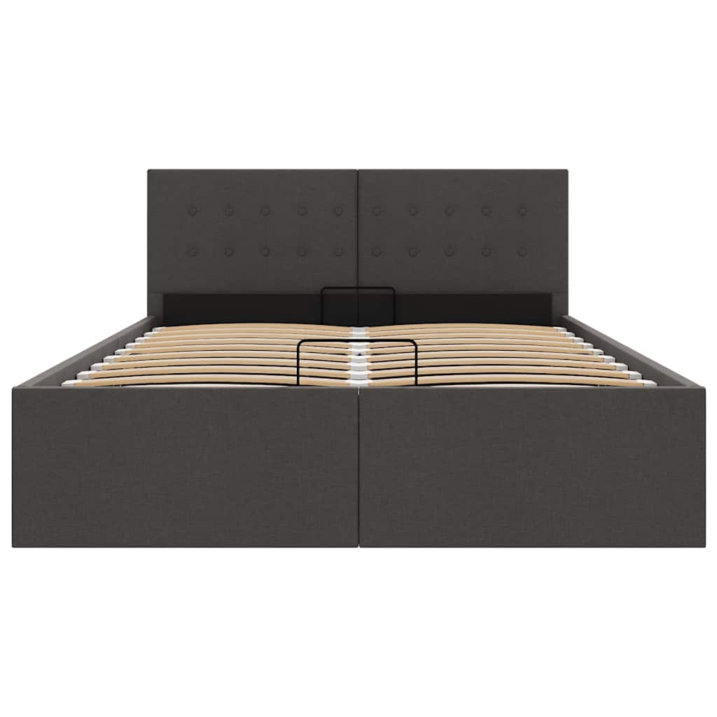 Cama hidráulica c/ arrumação 140x200cm tecido cinzento-escuro