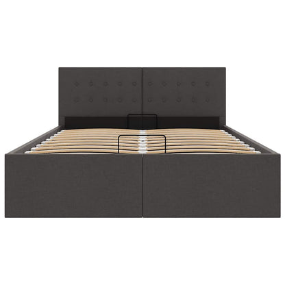 Cama hidráulica c/ arrumação 140x200cm tecido cinzento-escuro