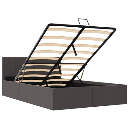 Cama hidráulica c/ arrumação 140x200cm tecido cinzento-escuro