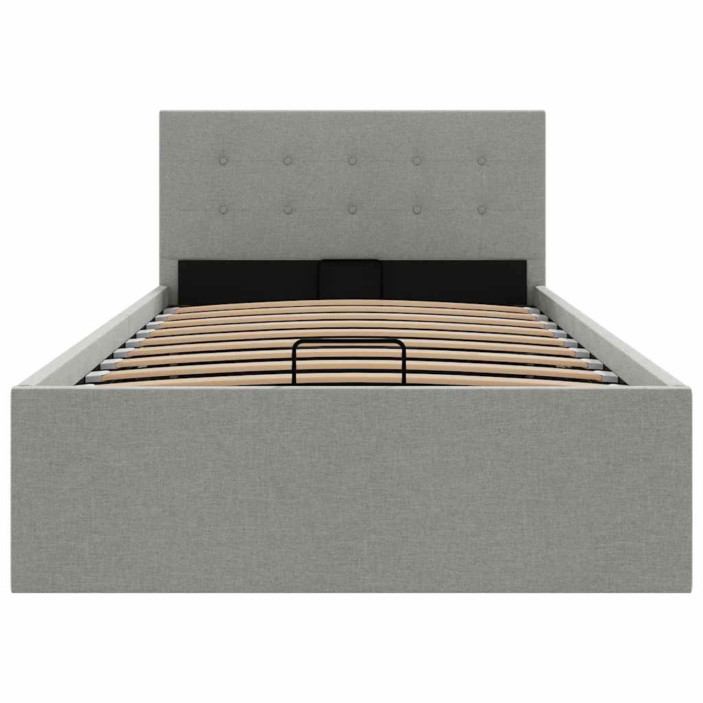 Cama hidráulica arrumação 90x200cm tecido cinza-claro