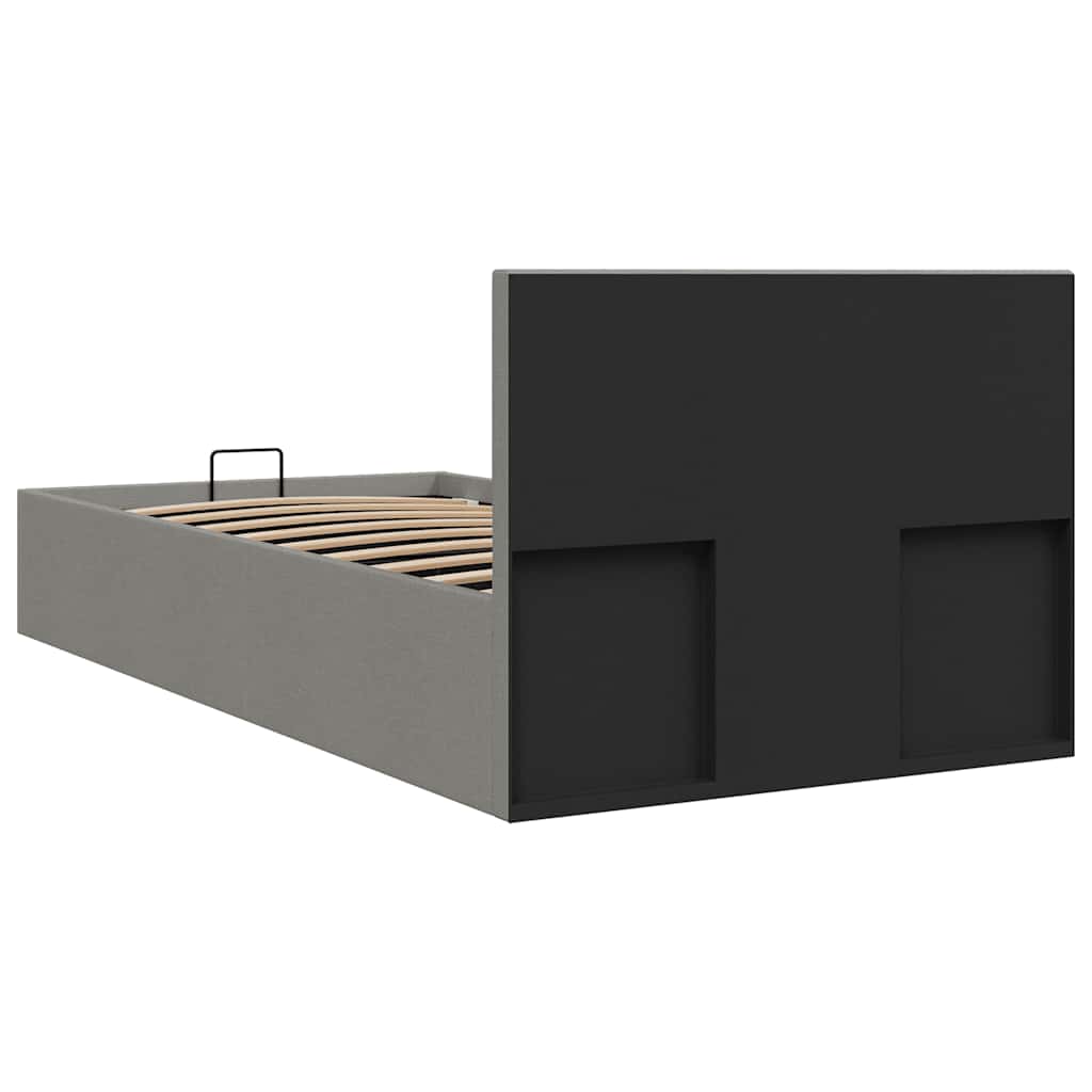 Cama hidráulica arrumação 90x200cm tecido cinza-claro