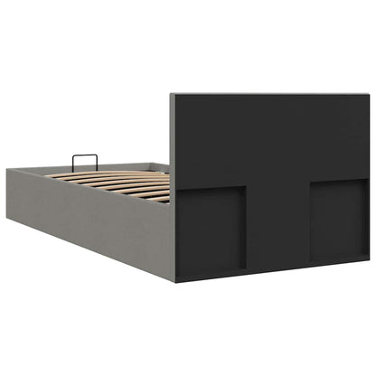 Cama hidráulica arrumação 90x200cm tecido cinza-claro