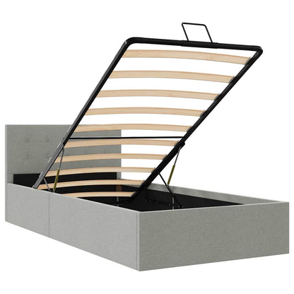 Cama hidráulica arrumação 90x200cm tecido cinza-claro