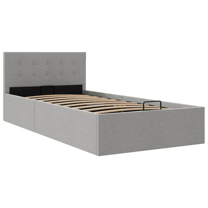 Cama hidráulica c/ arrumação 100x200cm tecido cinza-claro
