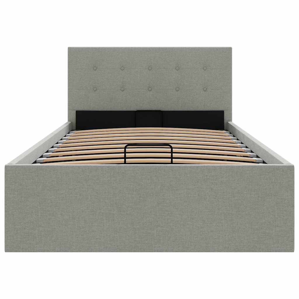 Cama hidráulica c/ arrumação 100x200cm tecido cinza-claro
