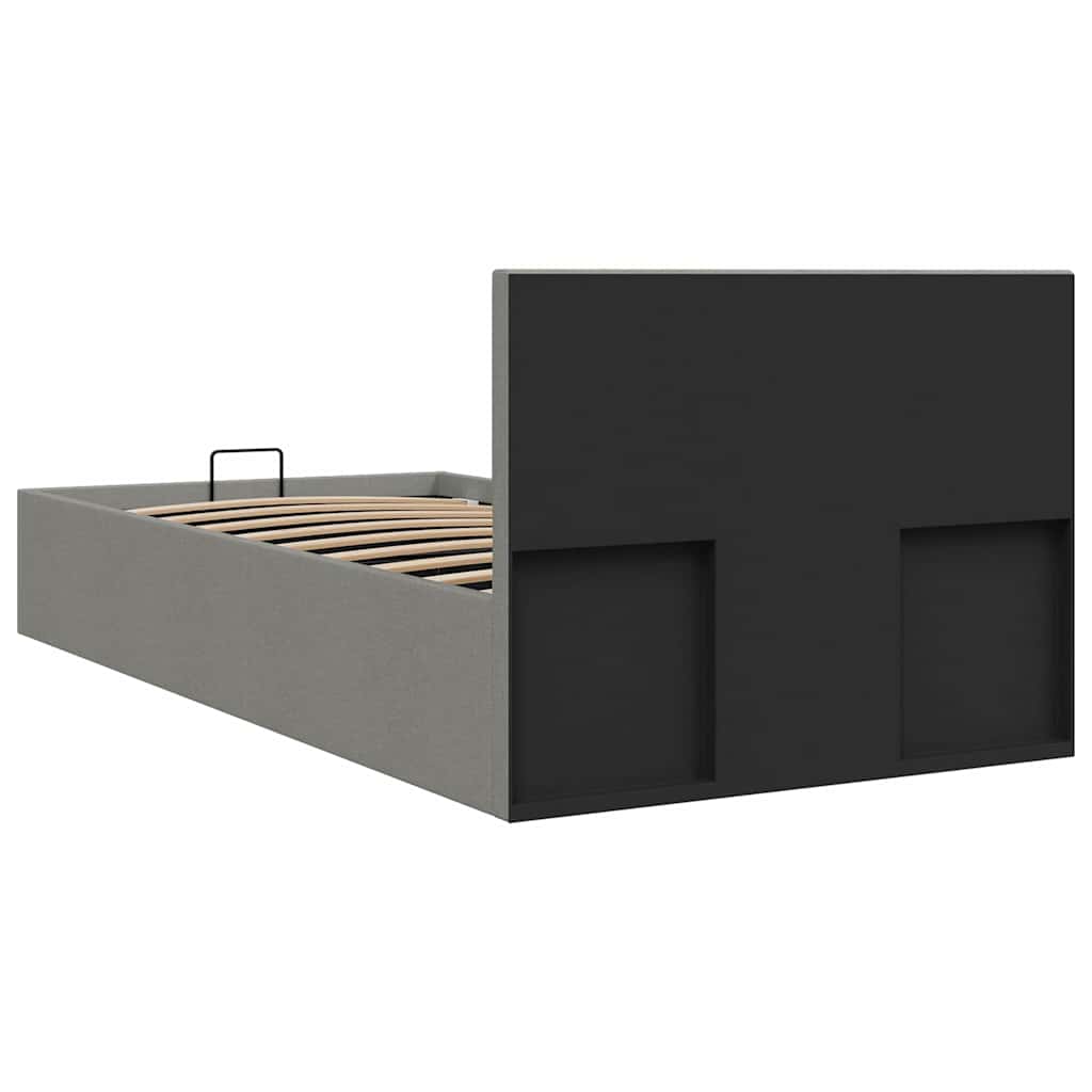 Cama hidráulica c/ arrumação 100x200cm tecido cinza-claro