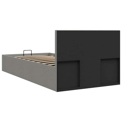 Cama hidráulica c/ arrumação 100x200cm tecido cinza-claro