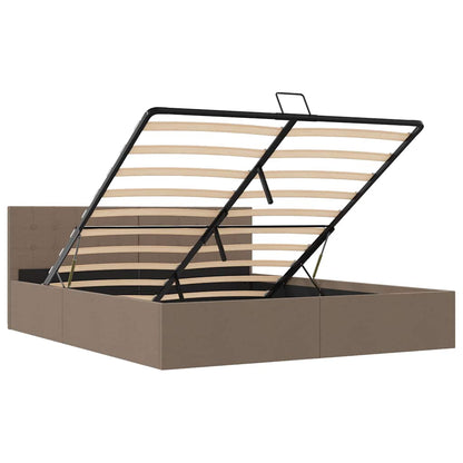 Cama hidráulica c/ arrumação 160x200cm tecido cinza-acastanhado