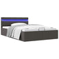 Cama hidráulica c/ arrumação LED 140x200cm tecido cinza-escuro