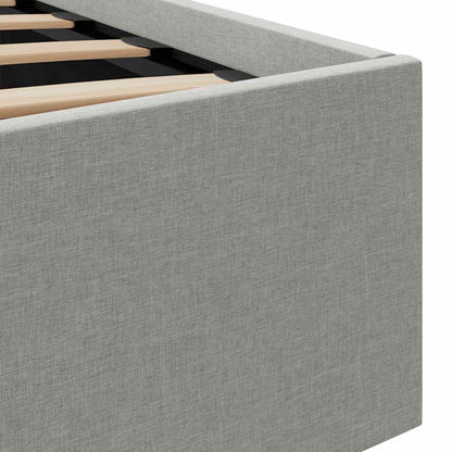 Cama hidráulica arrumação c/ LED 90x200cm tecido cinzento-claro