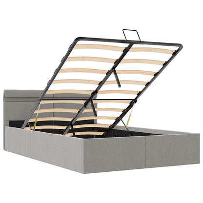 Cama hidráulica c/ arrumação LED 140x200 cm tecido cinza-claro