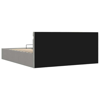 Cama hidráulica c/ arrumação LED 160x200 cm tecido cinza-claro