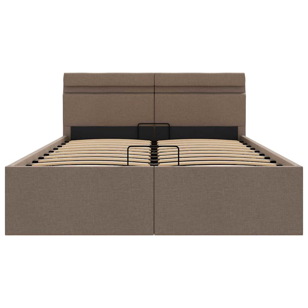 Estrutura cama hidrául.+ LED 120x200cm tecido cinza-acastanhado