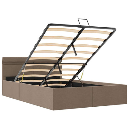 Estrutura cama hidrául.+ LED 120x200cm tecido cinza-acastanhado