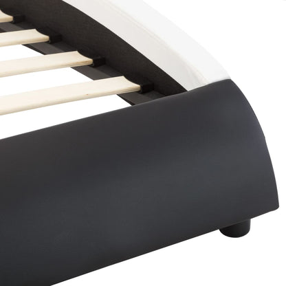 Estrutura cama c/ LEDs 180x200cm couro artificial preto/branco