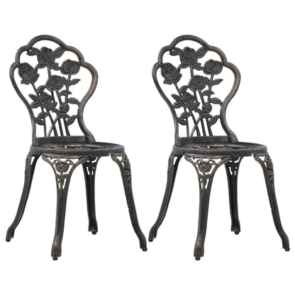Cadeiras de bistrô 2 pcs alumínio fundido bronze
