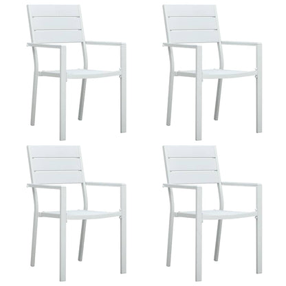 Cadeiras jardim 4 pcs PEAD aspeto madeira branco