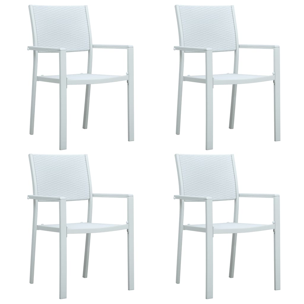 Cadeiras jardim 4 pcs plástico branco aspeto vime