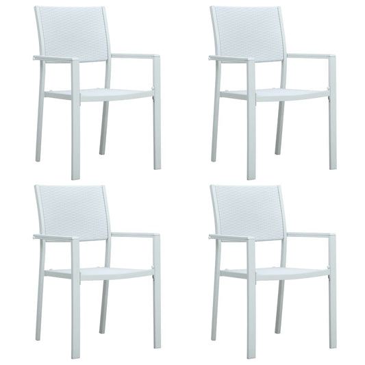 Cadeiras jardim 4 pcs plástico branco aspeto vime