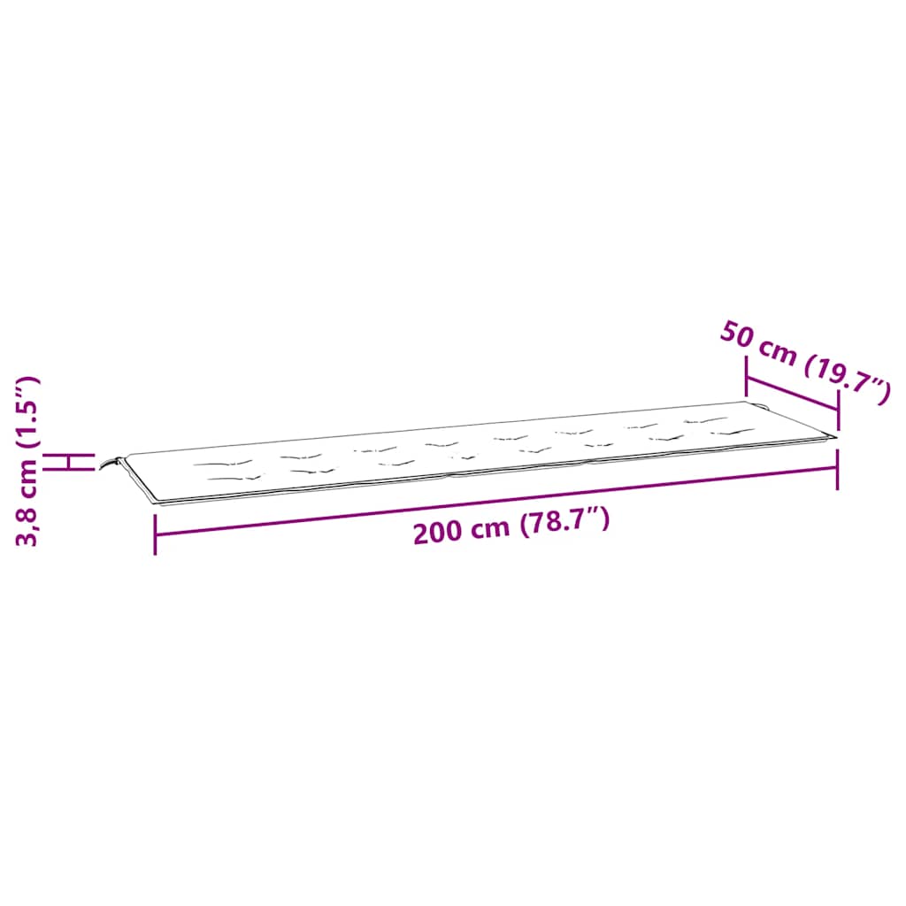 Almofadão p/ banco de jardim 200x50x4 cm tecido bege