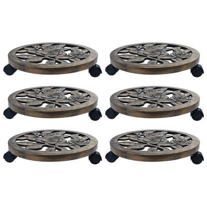 Suportes com rodas para plantas 6 pcs 38 cm plástico bronze
