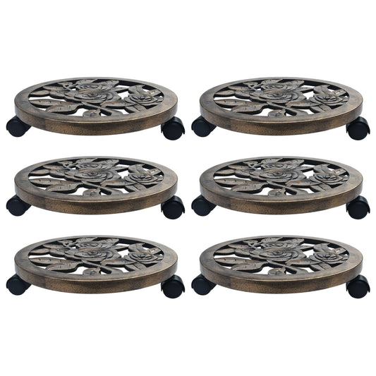 Suportes com rodas para plantas 6 pcs 38 cm plástico bronze