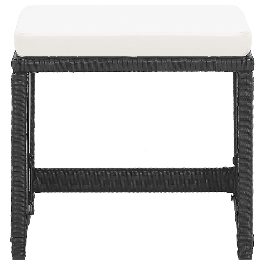 Bancos de jardim 2 pcs com almofadões em vime PE preto