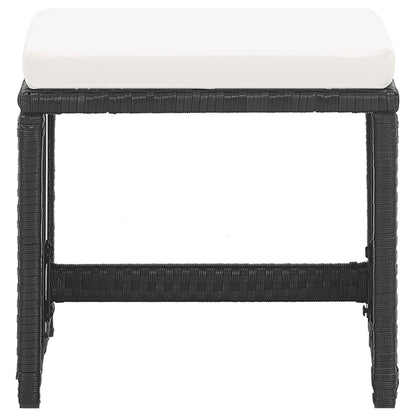 Bancos de jardim 2 pcs com almofadões em vime PE preto