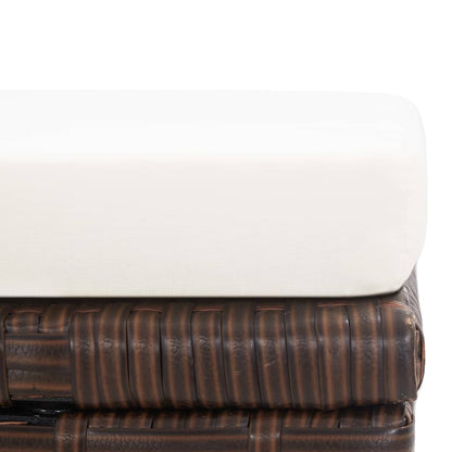 Bancos de jardim 2 pcs com almofadões em vime PE castanho