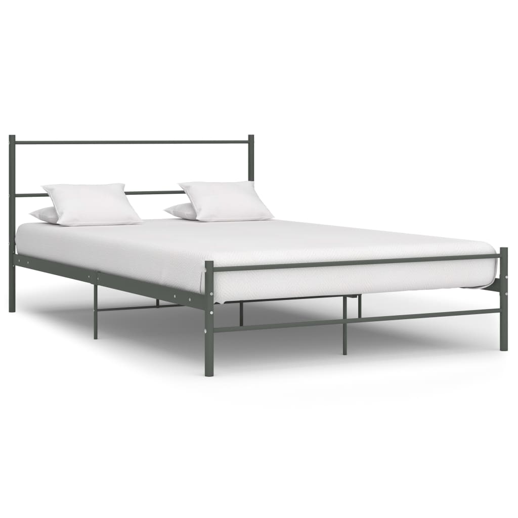 Estrutura de cama metal 160x200 cm cinzento