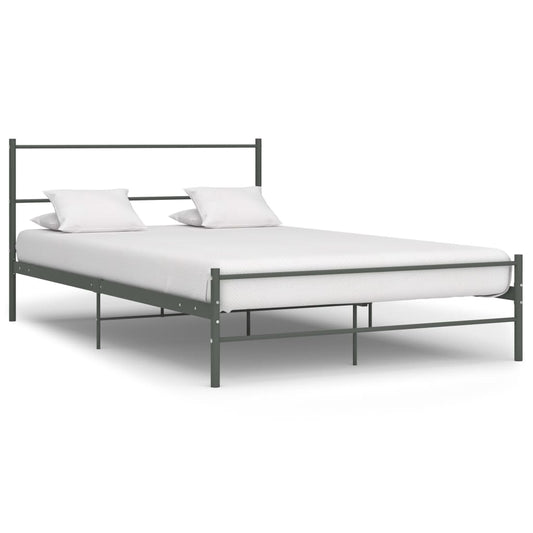 Estrutura de cama metal 160x200 cm cinzento