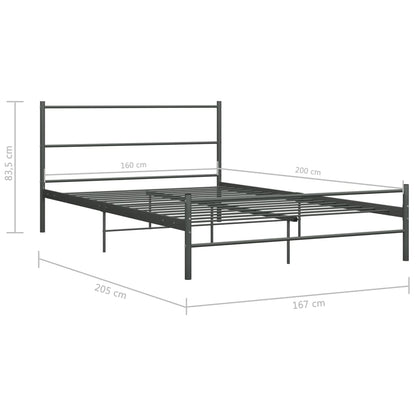 Estrutura de cama metal 160x200 cm cinzento