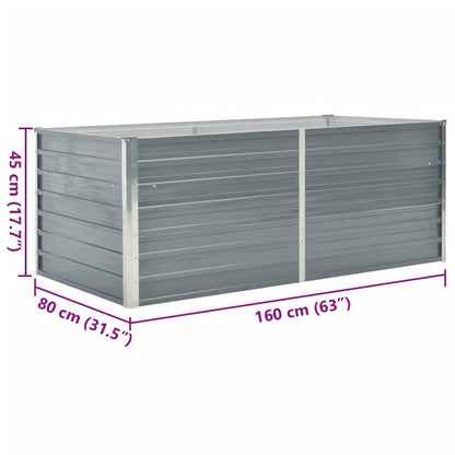 Canteiro de jardim elevado 160x80x45cm aço galvanizado cinzento
