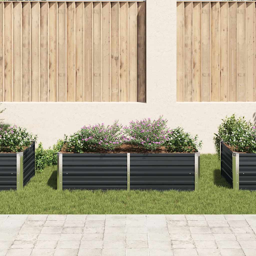 Canteiro jardim elevado 160x80x45cm aço galvanizado antracite